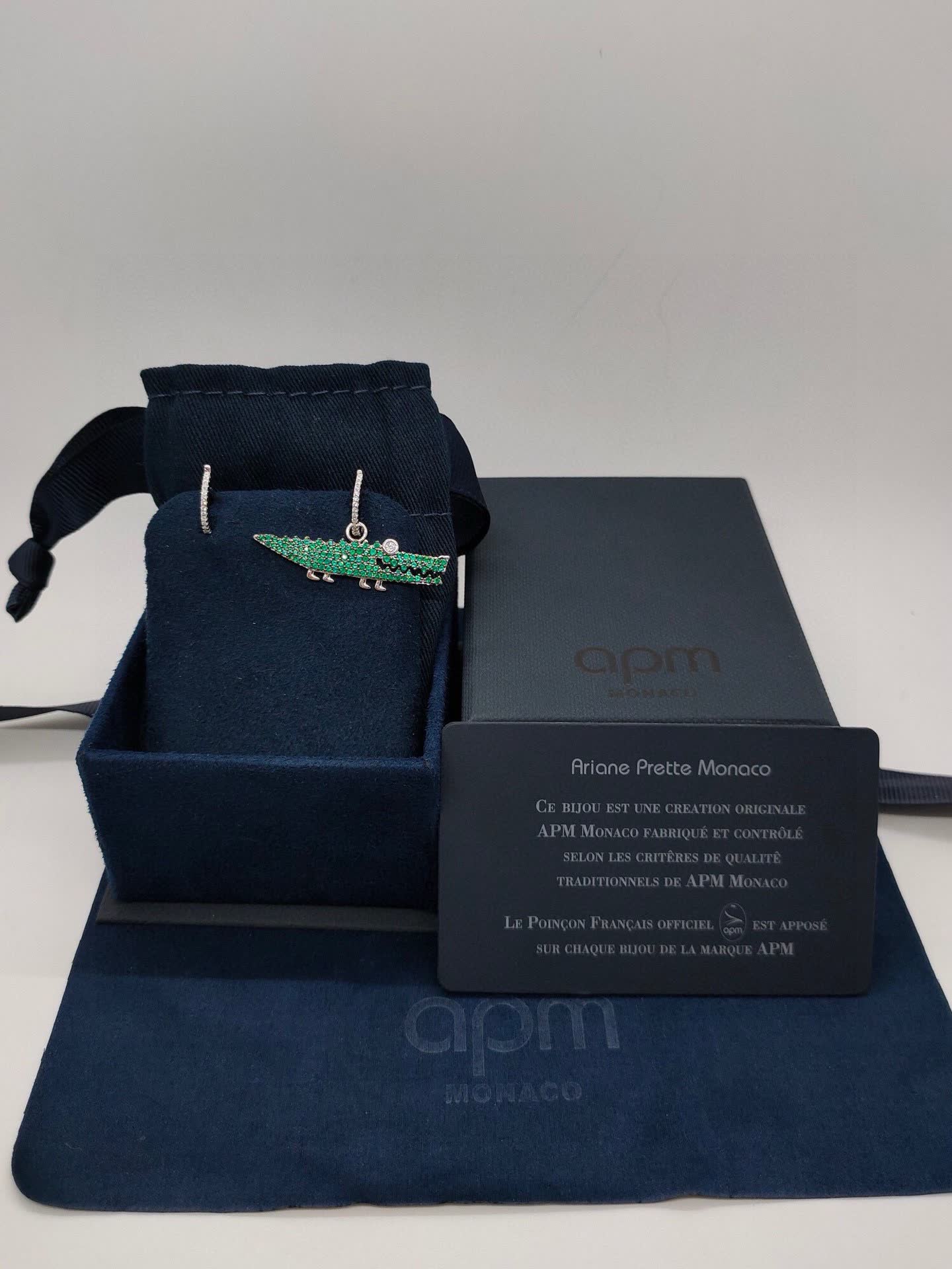 APM Monaco Emerald Crocodile Earrings